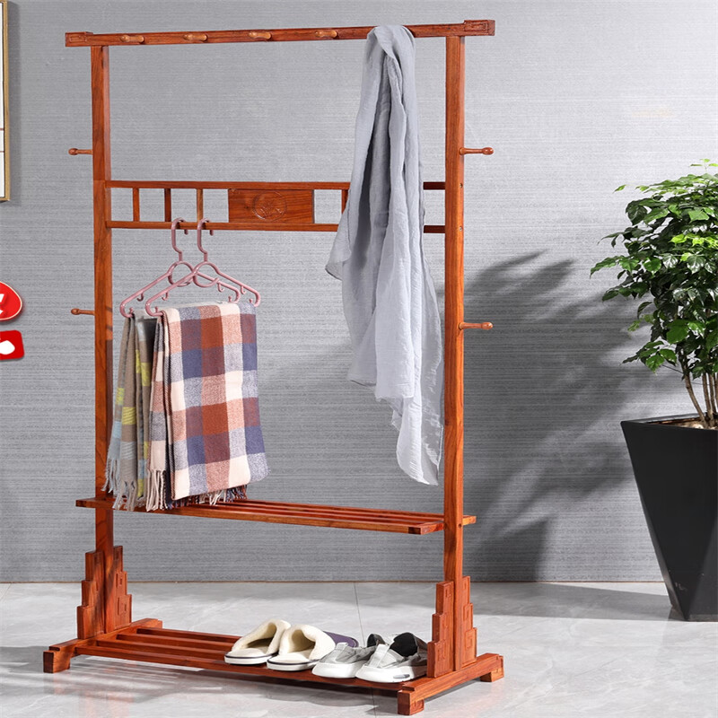 靜閣軒新中式衣架 紅木落地衣帽架，融合專利設計與現代簡約美學